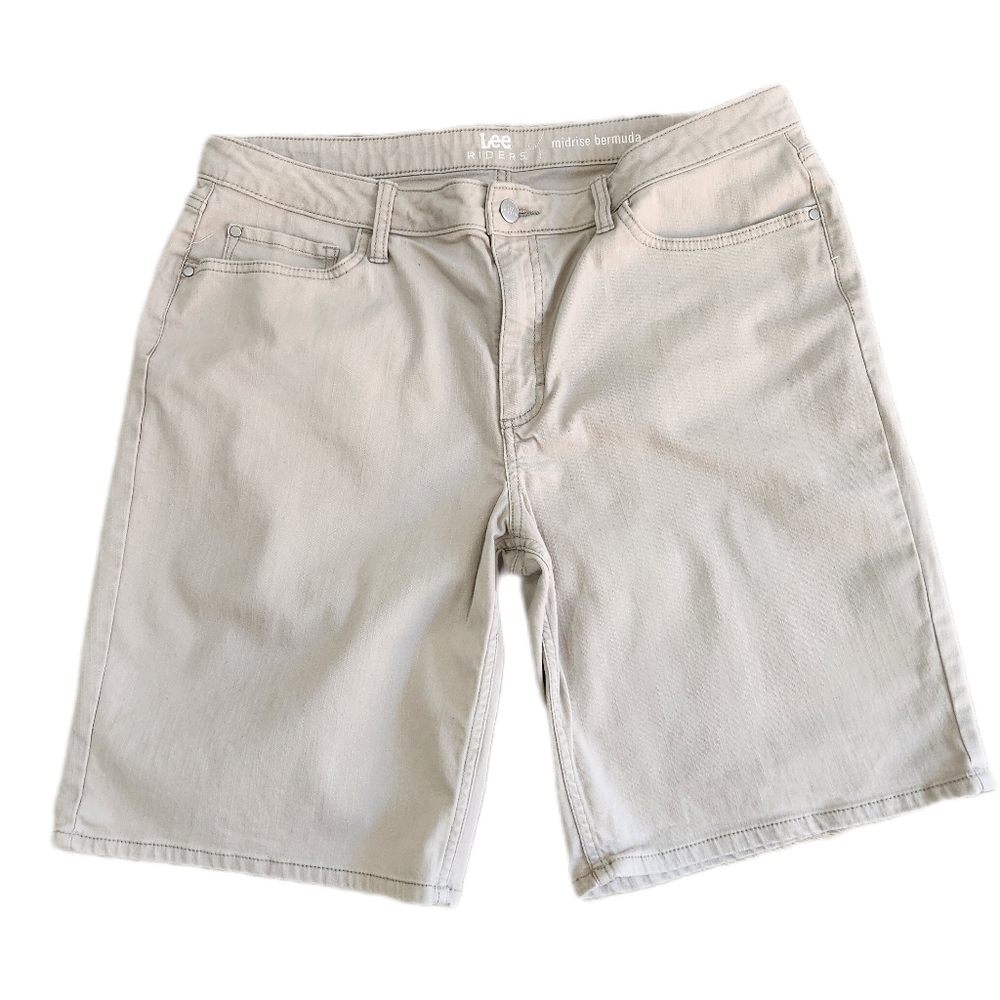 Lee Riders Midrise Denim Bermuda Shorts, light tan, Women's 16